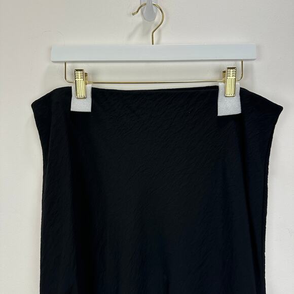 NEW Madewell The Layton Midi Slip Skirt Pull On Viscose Side Slit Black US 14 - Picture 8 of 15